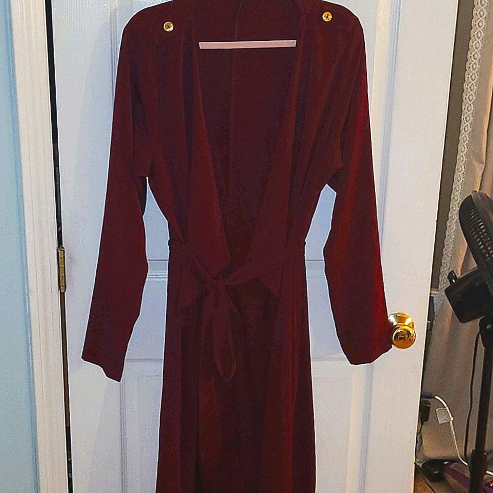 Burgundy double breasted duster